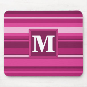 Monogram fuchsia stripes mouse mat