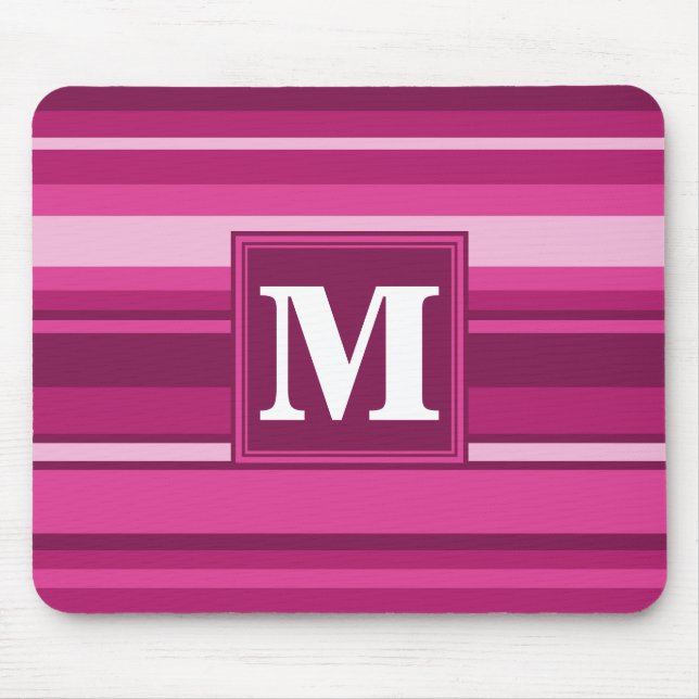 Monogram fuchsia stripes mouse mat (Front)