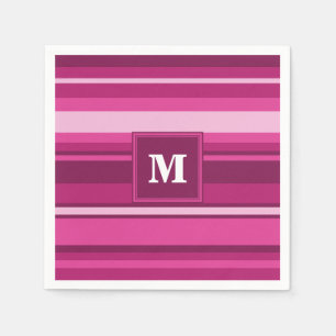 Monogram fuchsia stripes napkin