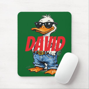 Monogram fun cartoon Green Red Funny duck Mouse Mat