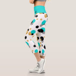 Monogram Fun Girly Polka Dot Modern Pattern Capri Leggings<br><div class="desc">This modern design features a polka dot pattern in turquoise,  gold and black on a white background with a personalised monogram #fun #fashion #leggings #clothing #fashionable #fitness #fitnessapparel #apparel #gifts #sports #fitnessclothing #style #stylish #trendy #trending #personalizedgifts #monogram #monogrammed</div>