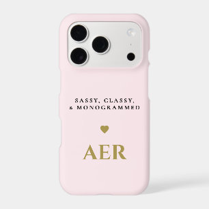 Monogram Funny Saying Pastel Pink Gold Black Chic