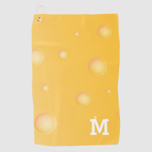 Monogram Funny Yellow Swiss Cheese Pattern Golf Towel
