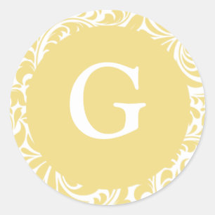 Monogram G Antique Gold Customisable Invitation Se Classic Round Sticker