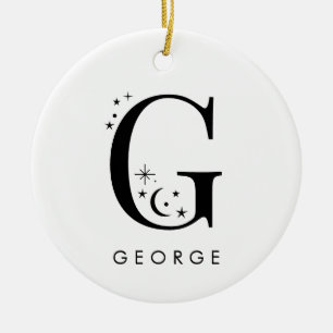 Monogram G Celestial Name Ceramic Tree Decoration