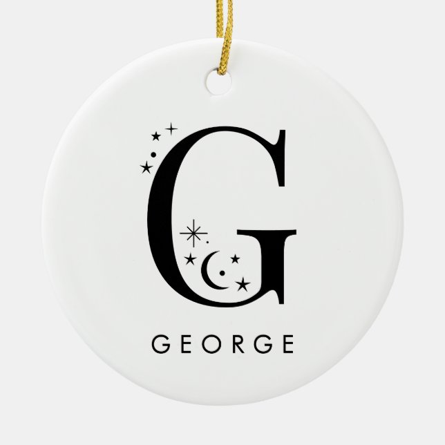 Monogram G Celestial Name  Ceramic Tree Decoration (Front)