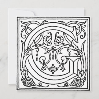 Monogram G Initial Black and White Floral Pattern
