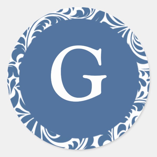 Monogram G Slate Blue Seals For Wedding Theme Mono (Front)