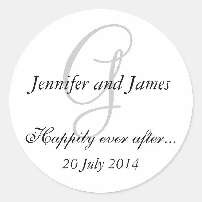 Monogram G Stickers for Wedding Favours (Front)