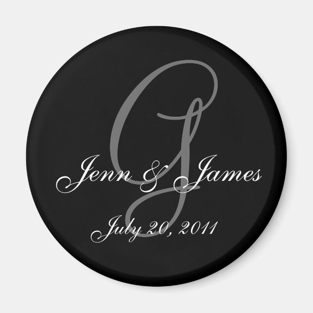 Monogram G Wedding Bride Groom Date Magnet (Front)