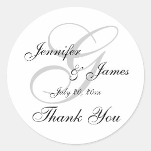 Monogram G Wedding Thank You Label Sticker