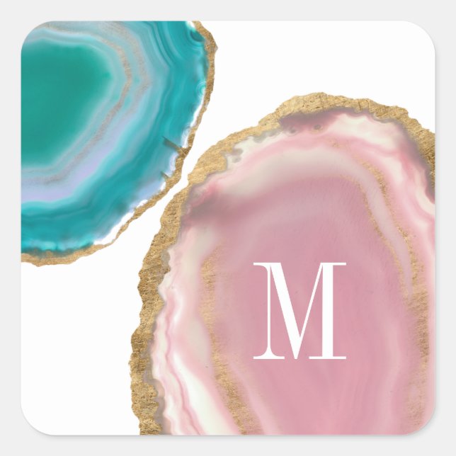 Monogram | Gem Stones I Square Sticker (Front)