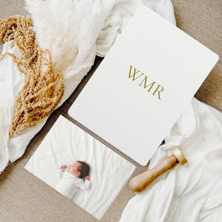 Monogram Gender Neutral Birth Announcement