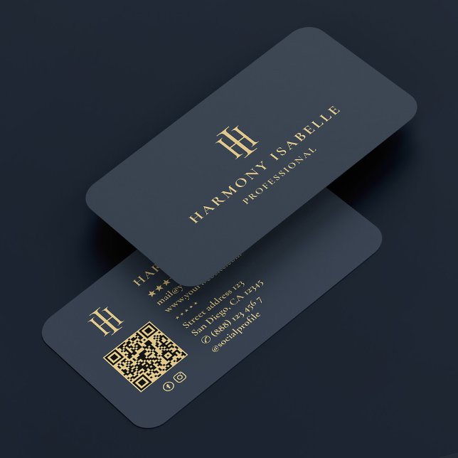 Monogram General Contractor Construction Dark Blue Business Card (Monogram General Contractor Construction Dark Blue Business Card
)