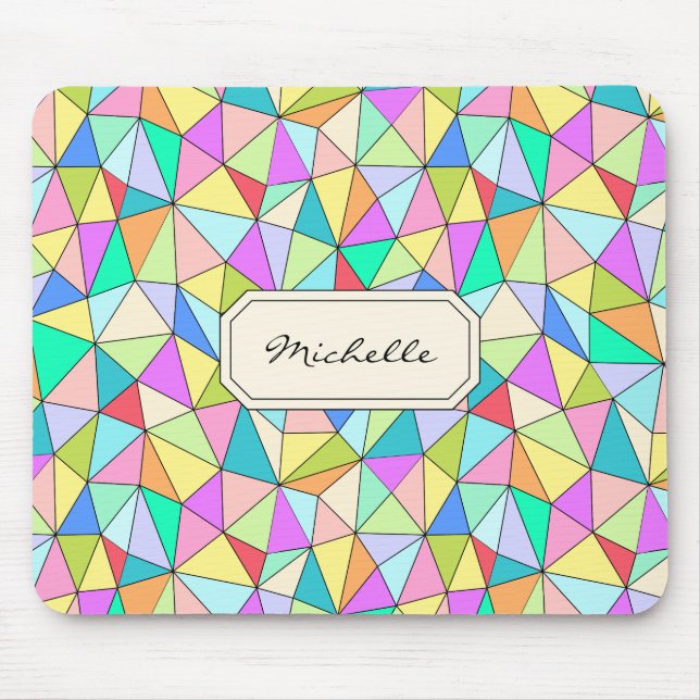 Monogram Geomertic Colorful Bright Mousepad (Front)