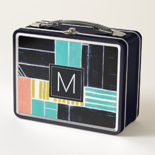 Monogram   Geometric Blocks Metal Lunch Box