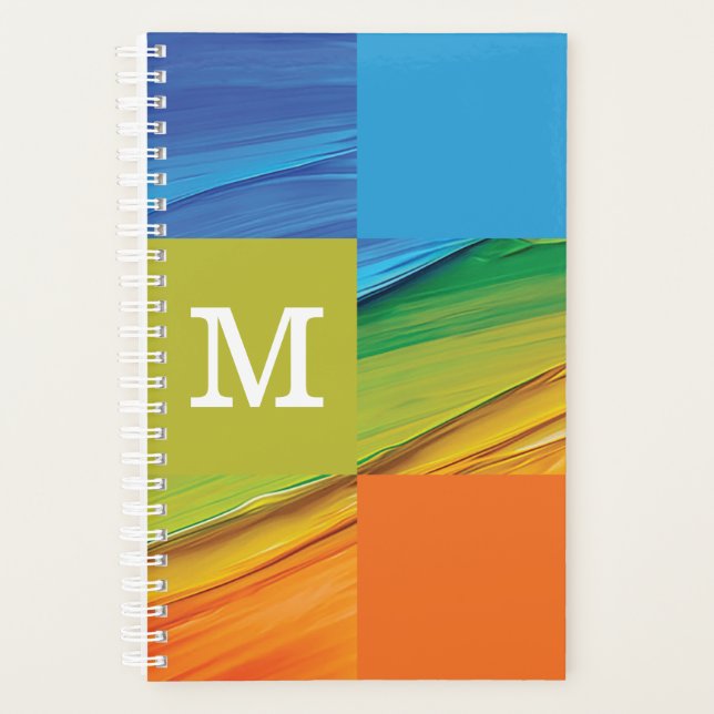 Monogram geometric colourful design planner (Front)
