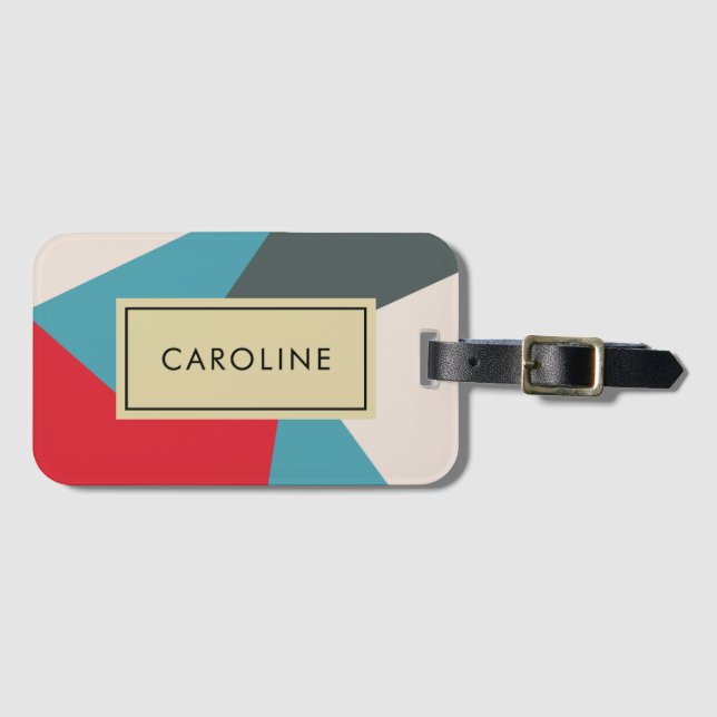 Monogram Geometric Colourful Modern Luggage Tag (Front Horizontal)