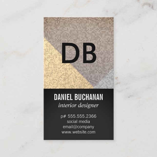 Monogram Geometric Contemporary Pattern Business Card (Front)