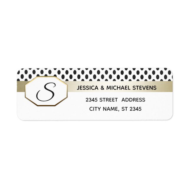 Monogram Geometric dots modern gold/white wedding (Front)