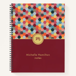 Monogram Geometric Modern Hexagon Spiral Notebook
