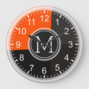 Monogram Geometric Modern Retro Colourful #2 Large Clock