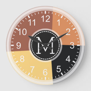 Monogram Geometric Modern Retro Colourful #5 Large Clock