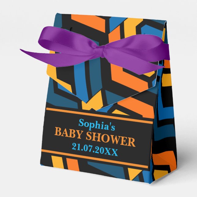 Monogram Geometric Pattern Baby Shower          Favour Box (Front Side)