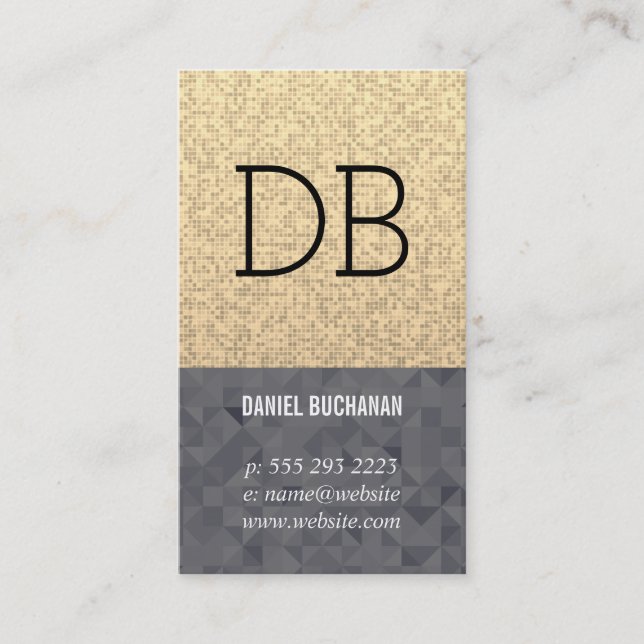 Monogram Geometric Pattern Business Card (Front)