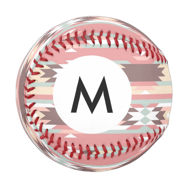 Monogram Geometric pattern in aztec style 2 Baseball (Front Left)