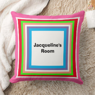 Monogram Geometric Pink Green Red Cushion