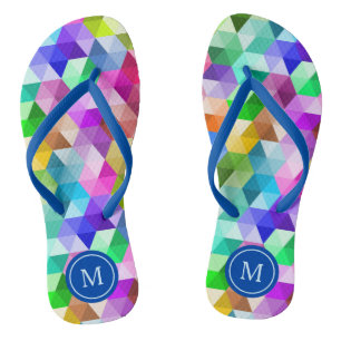Monogram Geometric Rainbow Colours Flip-Flops Flip Flops