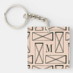 Monogram   Geometric Rectangle X Design Key Ring