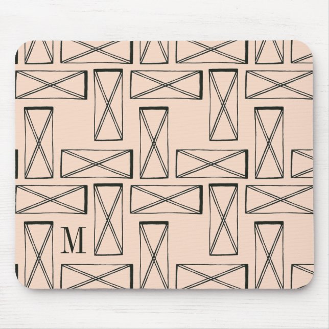 Monogram | Geometric Rectangle X Design Mouse Mat (Front)