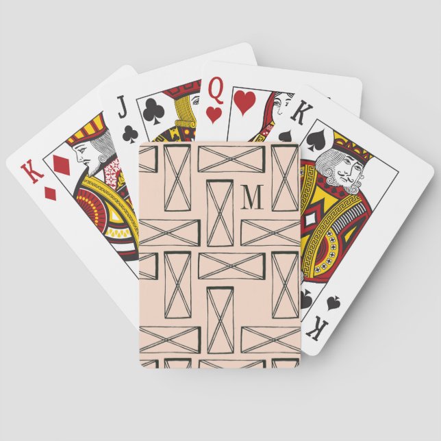 Monogram | Geometric Rectangle X Design Playing Cards (Back)
