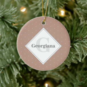 Monogram Geometric Warm Neutrals Beige Polka Dots Ceramic Tree Decoration