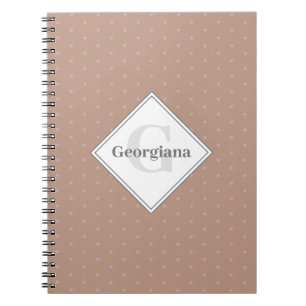 Monogram Geometric Warm Neutrals Beige Polka Dots Notebook