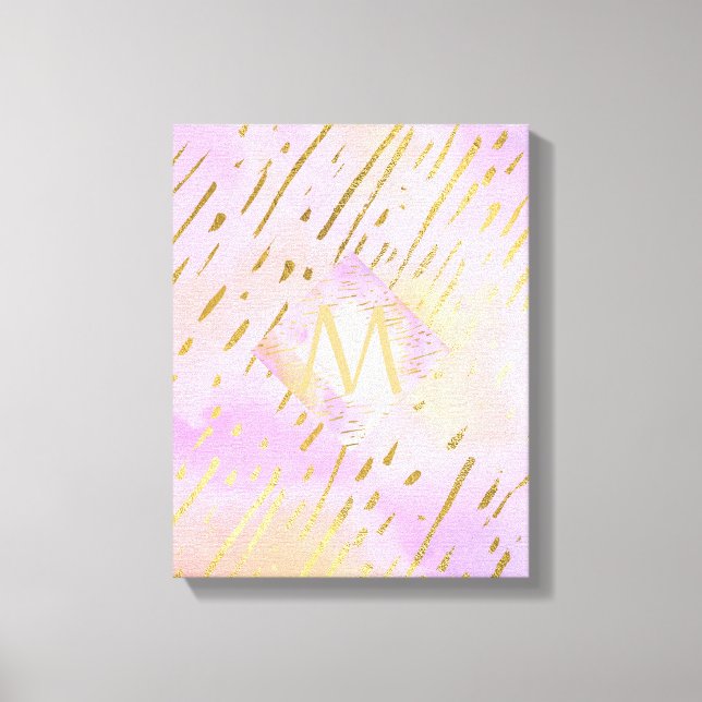 Monogram Gifts for Girls Who Love Pink Gold Canvas Print (Front)