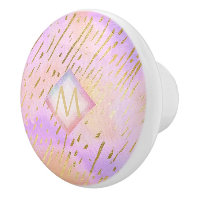 Monogram Gifts for Girls Who Love Pink Gold Ceramic Knob (Right)