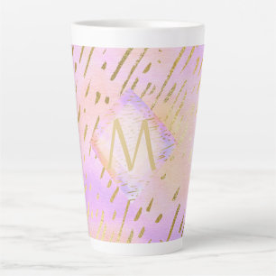 Monogram Gifts for Girls Who Love Pink Gold Latte Mug