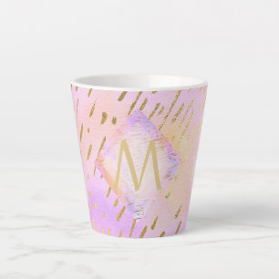 Monogram Gifts for Girls Who Love Pink Gold Latte Mug