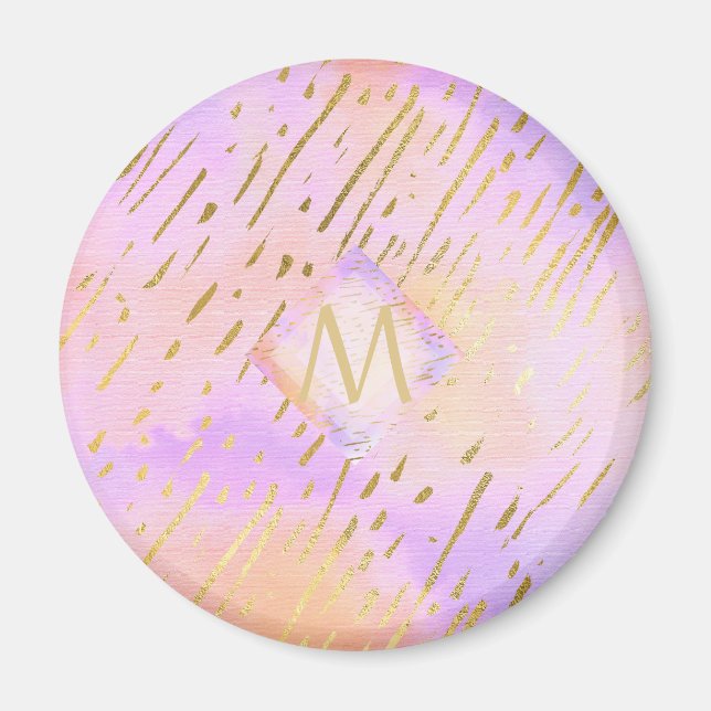 Monogram Gifts for Girls Who Love Pink Gold Magnet (Front)