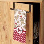 Monogram Gingerbread Man Christmas Tea Towel<br><div class="desc">A cute holiday gingerbread cookie pattern decorates this Christmas kitchen towel. Personalise it with your monogram name. Border of kitchen towel has a red and white polka dot pattern with your monogram name. Makes a fun and festive decoration or gift for Christmas. Designed for you by Blackberry Boulevard.</div>