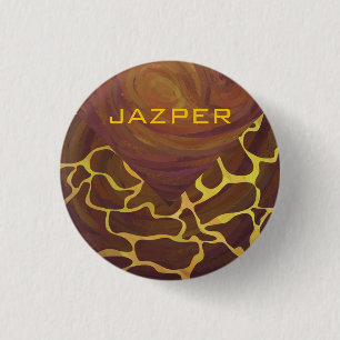 Monogram Giraffe Brown, Yellow Print 3 Cm Round Badge