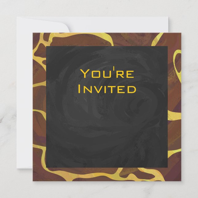 Monogram Giraffe Brown, Yellow Print Invitation (Front)