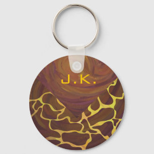 Monogram Giraffe Brown, Yellow Print Key Ring