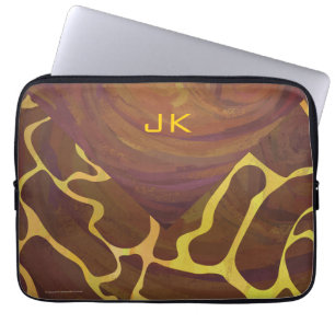 Monogram Giraffe Brown, Yellow Print Laptop Sleeve