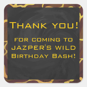 Monogram Giraffe Brown, Yellow Print Square Sticker