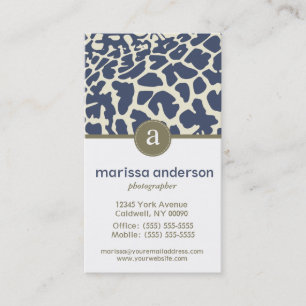Monogram-Giraffe Pattern Business Business Card