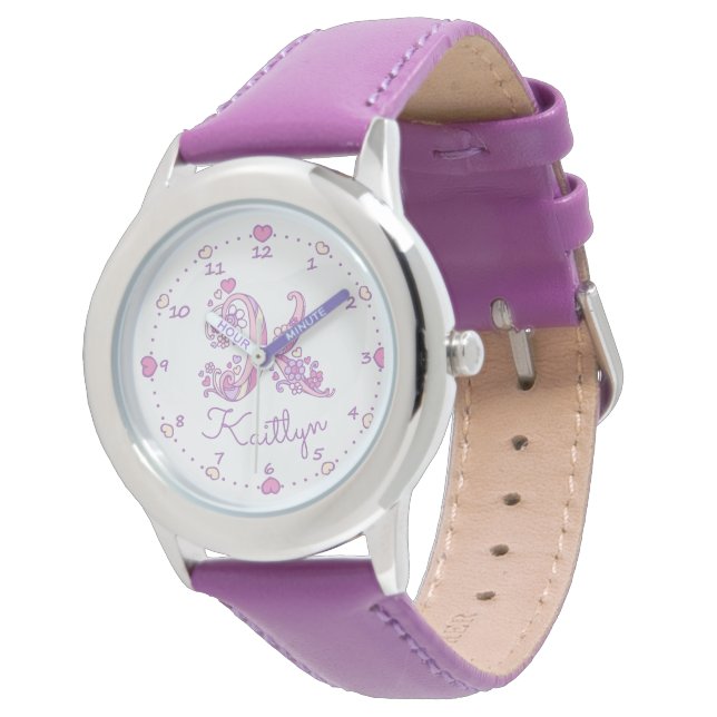 Monogram girls letter K art Kaitlyn name Watch (Angled)